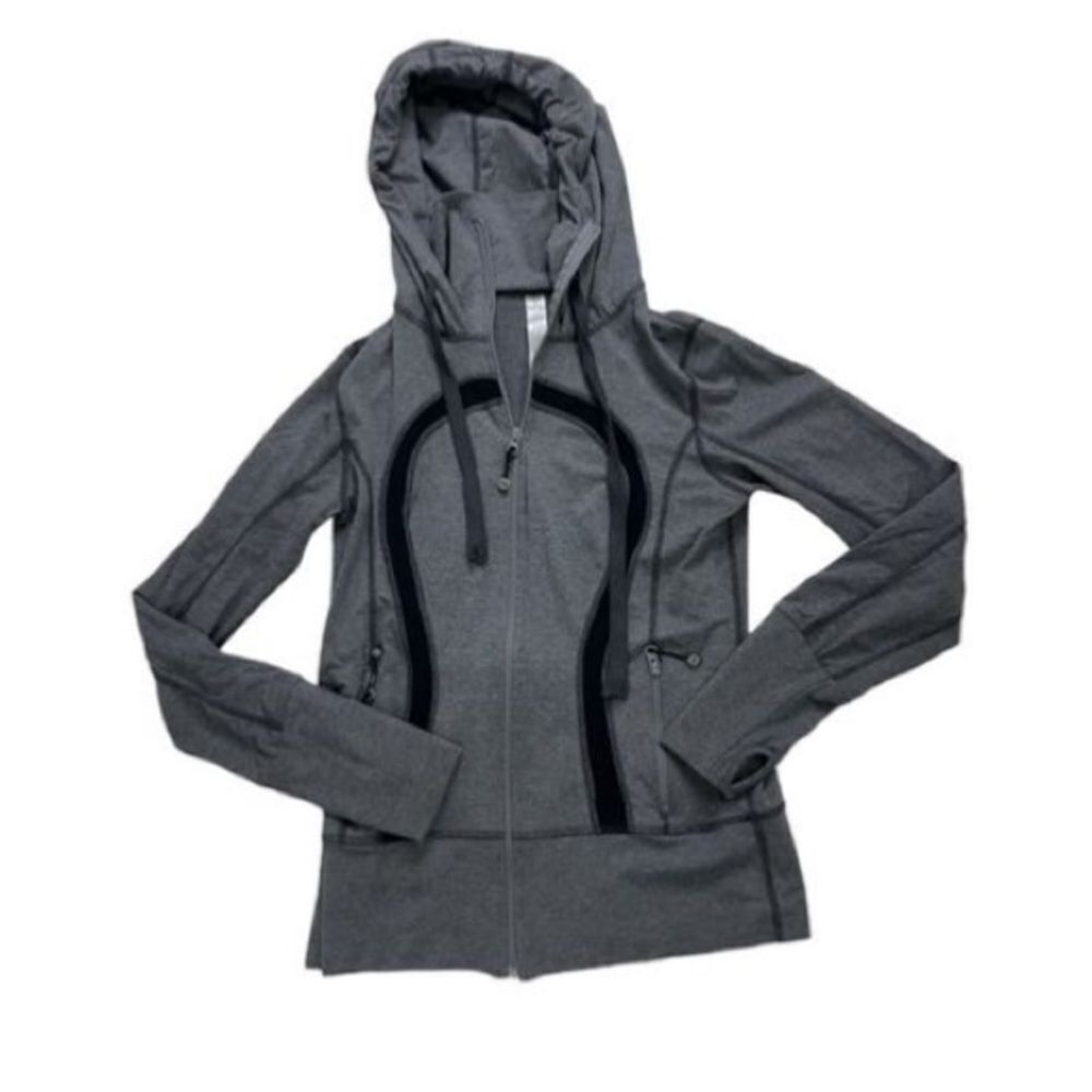 Lululemon Full Zip Logo Front Hooded Sweatshirt Women's Gray Size 8